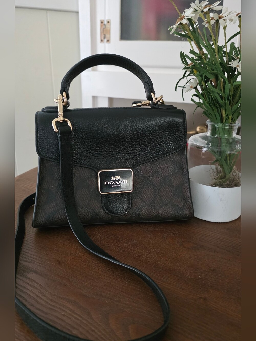 Coach Pepper Satchel, Signature, Top Handle